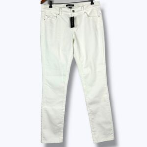 White House Black Market Jeans *Women Sz 10R Noir White Gem Embroidered Slim Leg